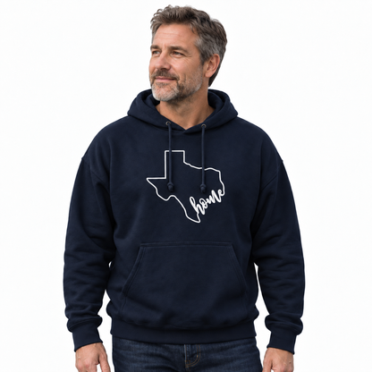Texas Home State Outline Minimalist Script Hoodie