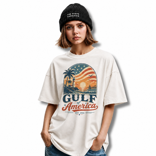 Gulf of America Lighthouse Coastal Sunset Patriotic Shirt