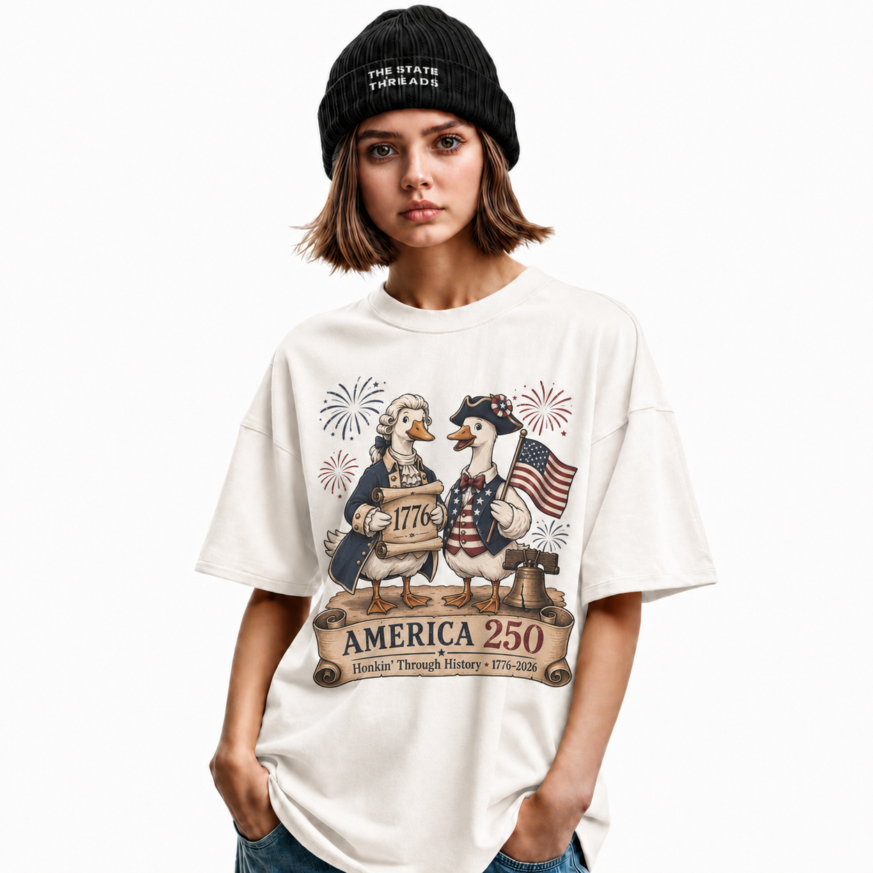 America 250 Honkin Through History Founding Goose Shirt