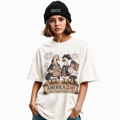 America 250 Honkin Through History Founding Goose Shirt