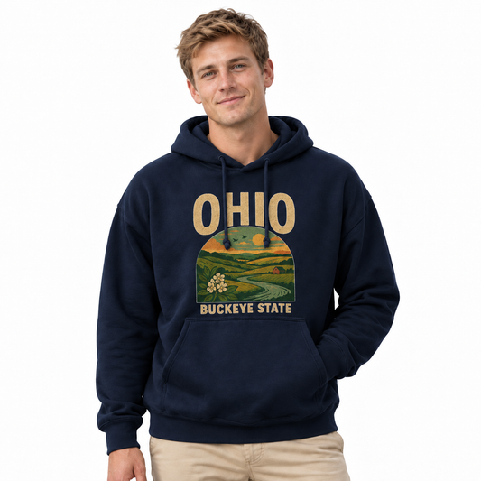 Ohio Buckeye State Countryside Barn Sunset Hoodie