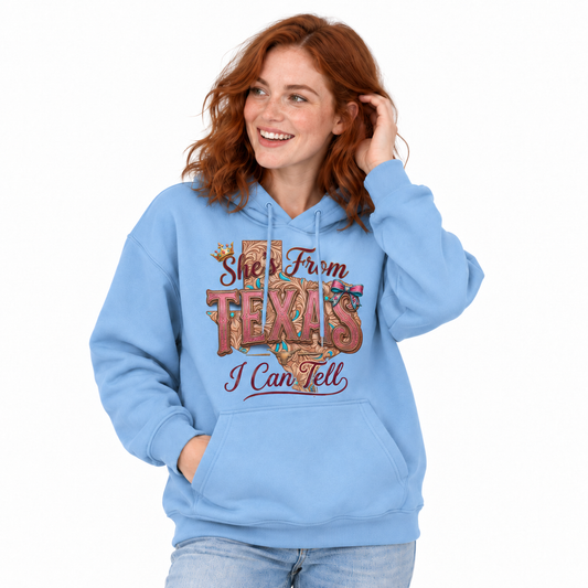 She's From Texas I Can Tell Cowgirl Hoodie