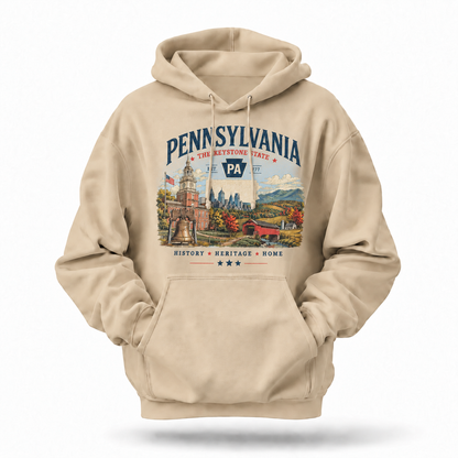 Pennsylvania Keystone State Liberty Bell Covered Bridge Hoodie