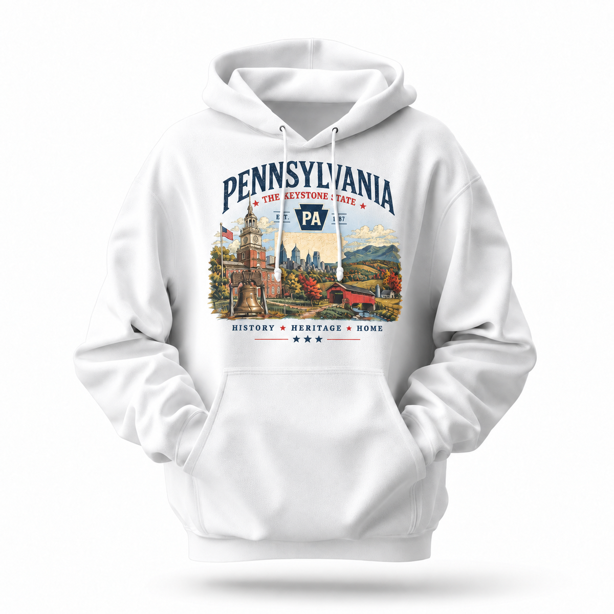 Pennsylvania Keystone State Liberty Bell Covered Bridge Hoodie