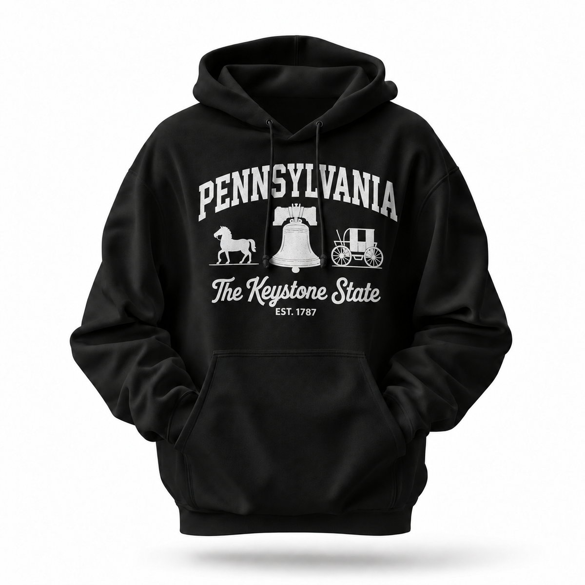 Pennsylvania Liberty Bell Amish Buggy Varsity Est 1787 Hoodie