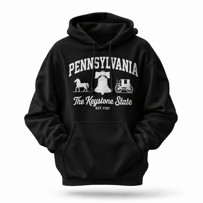 Pennsylvania Liberty Bell Amish Buggy Varsity Est 1787 Hoodie