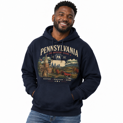 Pennsylvania Keystone State Liberty Bell Covered Bridge Hoodie