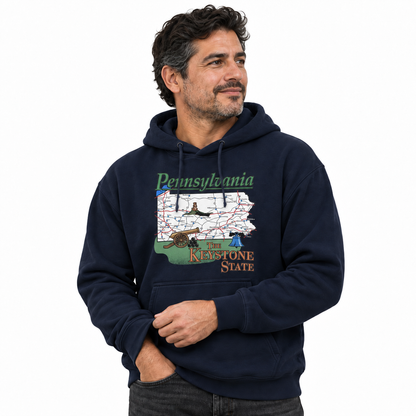 Pennsylvania Keystone State Retro Road Map Souvenir Hoodie