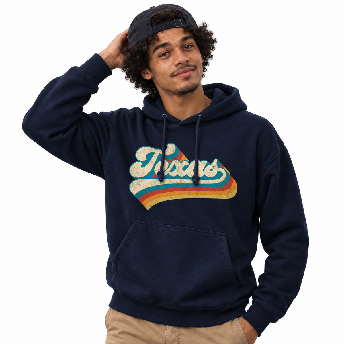 Texas Vintage 70s Script Rainbow Lettering Hoodie