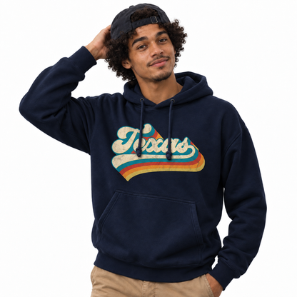Texas Vintage 70s Script Rainbow Lettering Hoodie
