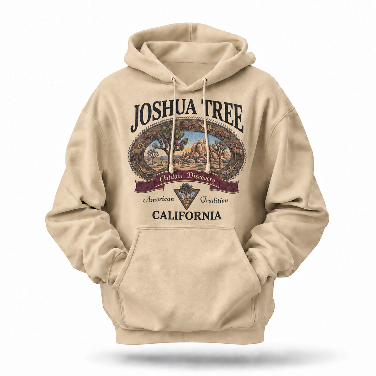 Joshua Tree California Outdoor Discovery Vintage Badge Hoodie