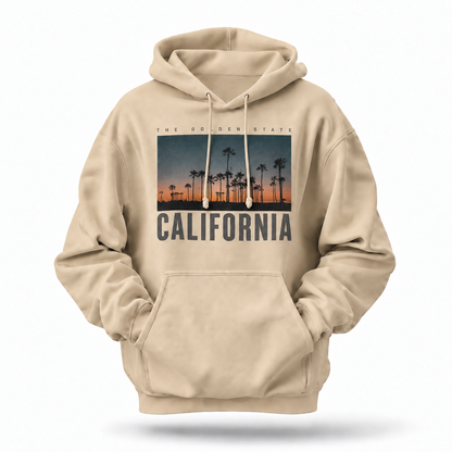 California Golden State Palm Tree Sunset Photo Hoodie