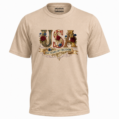 America 250 Years Freedom Vintage Floral Shirt