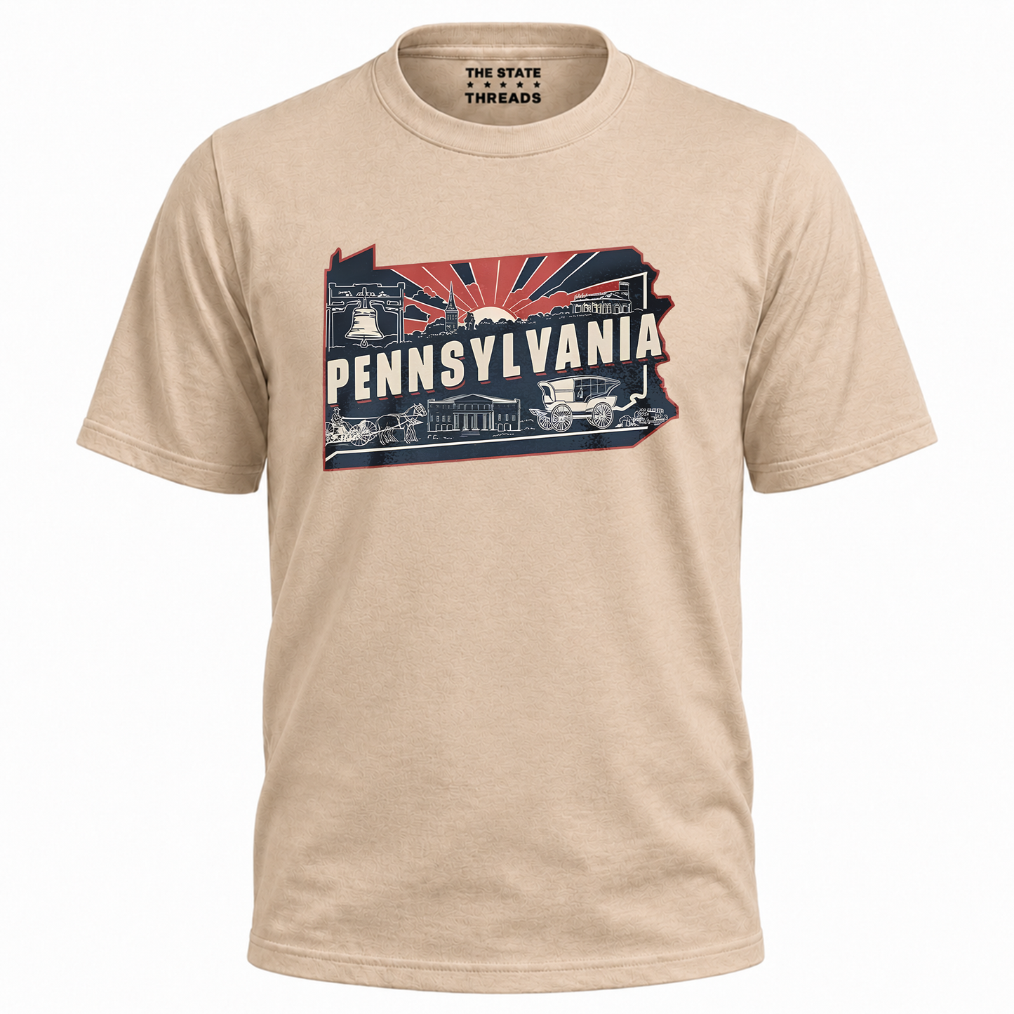 Pennsylvania Retro State Map Landmark Sunset Shirt