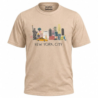 New York City Landmarks Illustrated Souvenir Shirt
