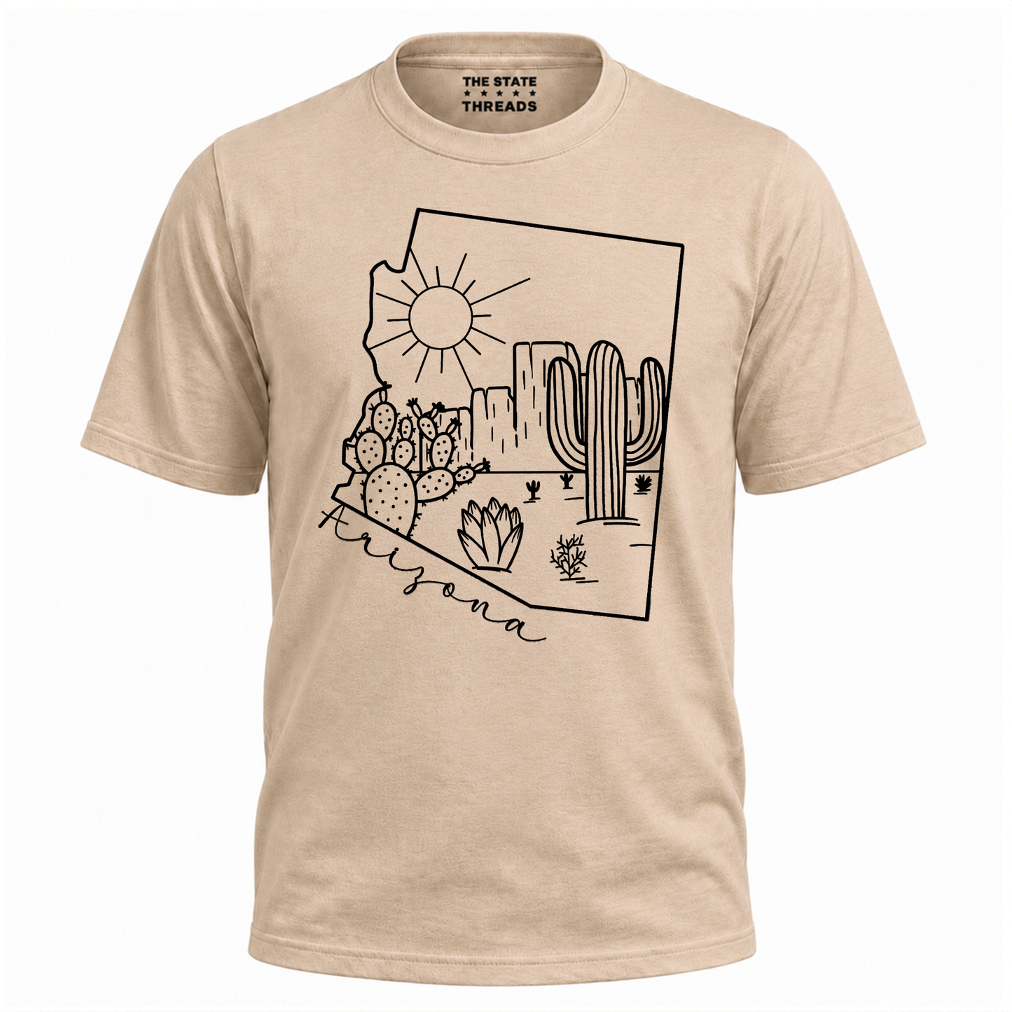 Arizona State Map Cactus Line Art Desert Shirt