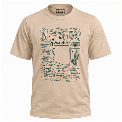 Arizona State Heritage Cactus Wren Icon Collage Shirt