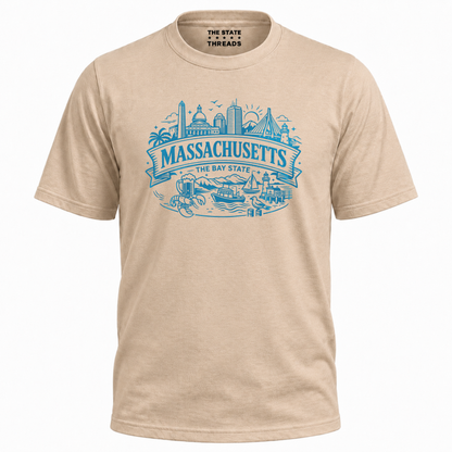 Massachusetts Bay State Boston Skyline Coastal Travel Shirt