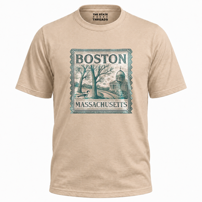 Boston Massachusetts Vintage Postal Stamp Aesthetic Heritage Shirt