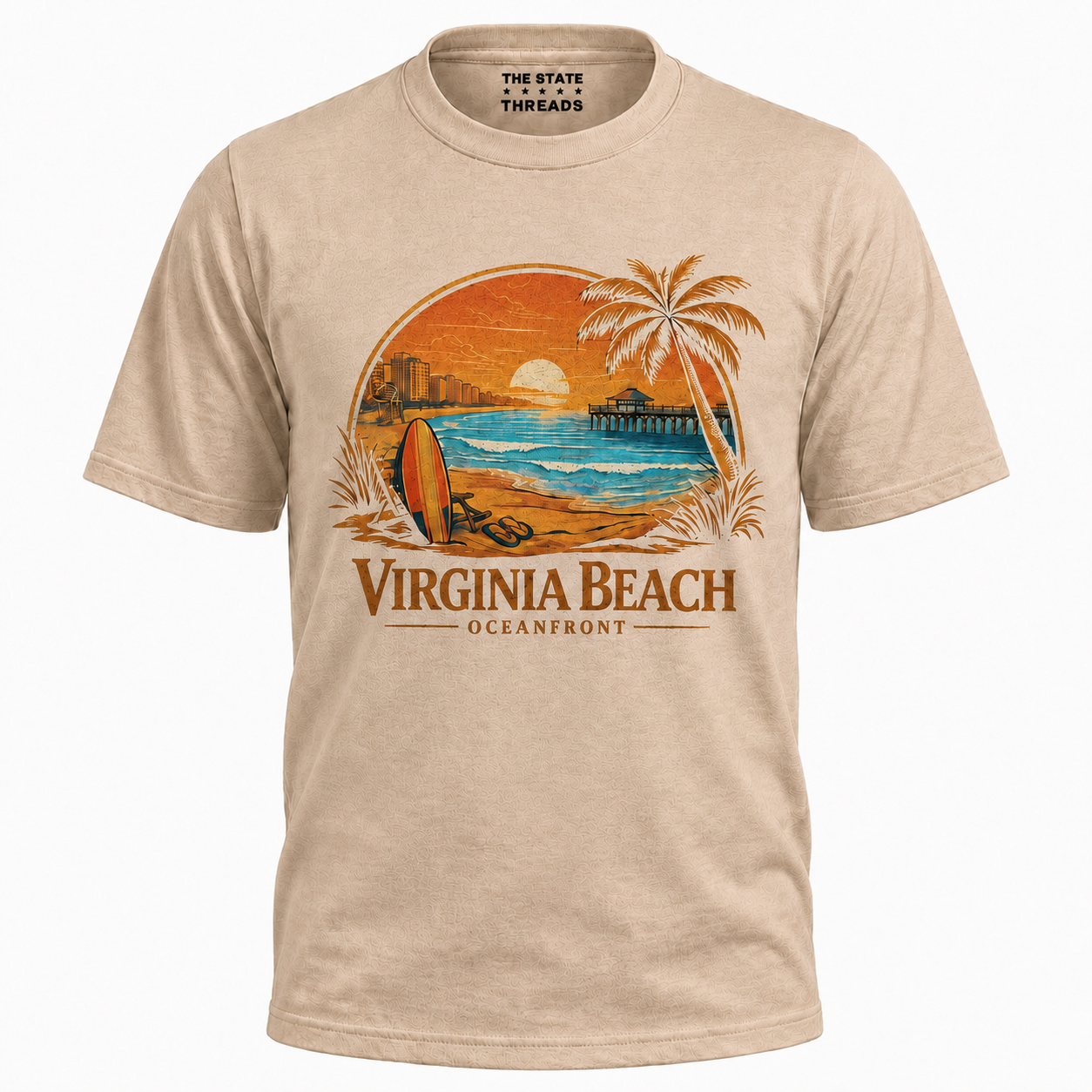 Virginia Beach Retro Sunset Surfboard Shirt