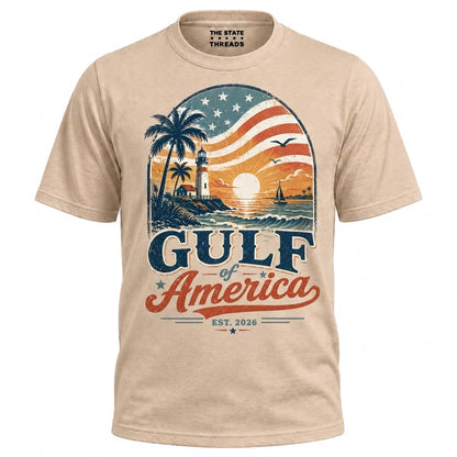 Gulf of America Lighthouse Coastal Sunset Patriotic Shirt