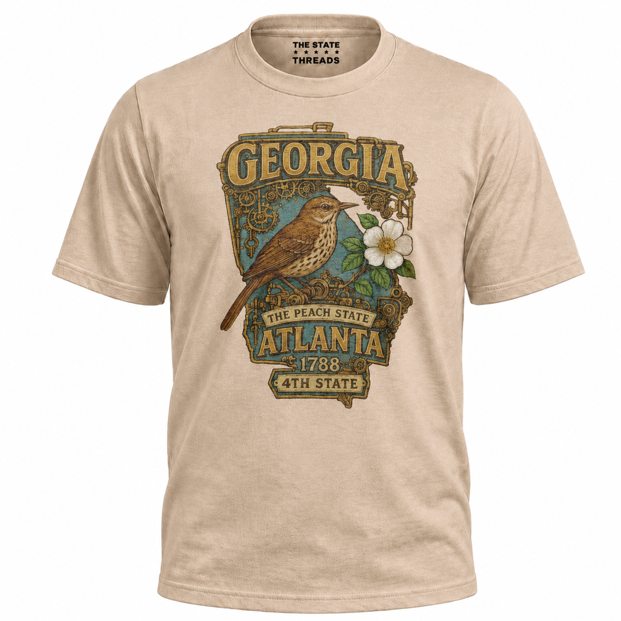 Georgia Steampunk State Bird Flower Peach State Shirt