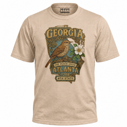 Georgia Steampunk State Bird Flower Peach State Shirt