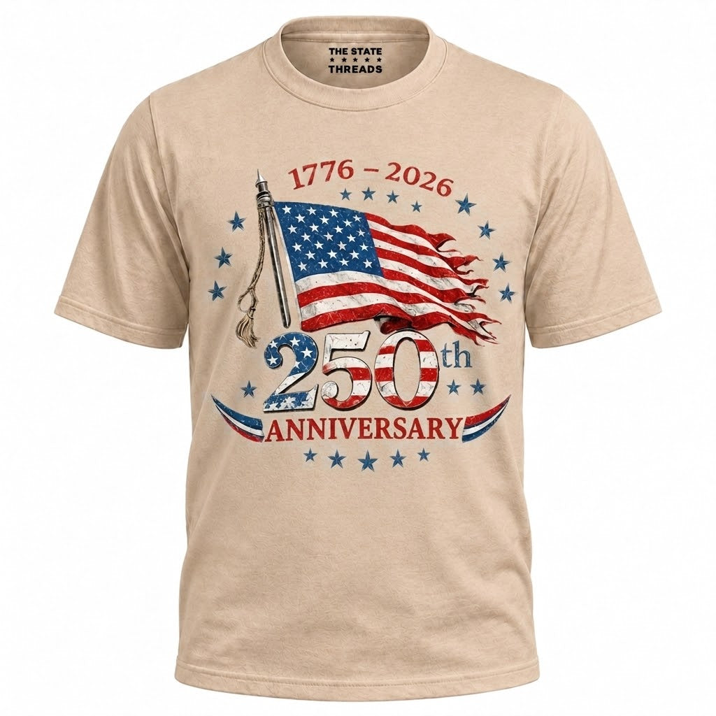 America 250th Anniversary Waving Flag Vintage Patriotic Shirt