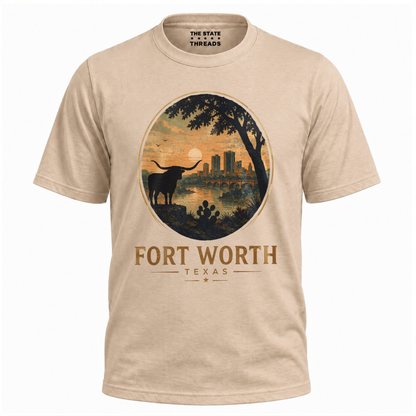 Fort Worth Texas Longhorn Skyline Western Shirt