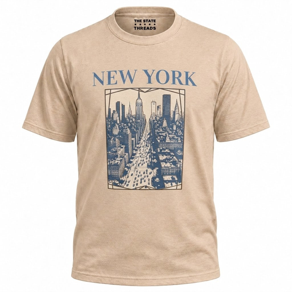 New York Retro City Art Blueprint Skyline Shirt