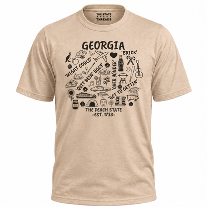 Georgia Peach State Southern Slang Icons Culture Shirt