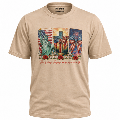 She Loves Jesus and America Too Faith Shirt
