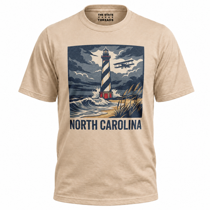 North Carolina Lighthouse Biplane Vintage Coastal Shirt