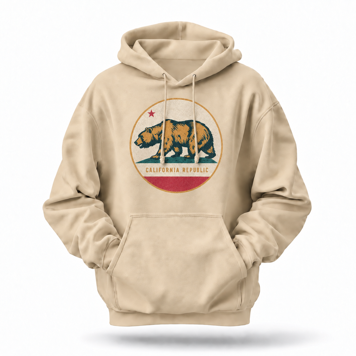 California Republic Bear Flag Vintage Circle Hoodie