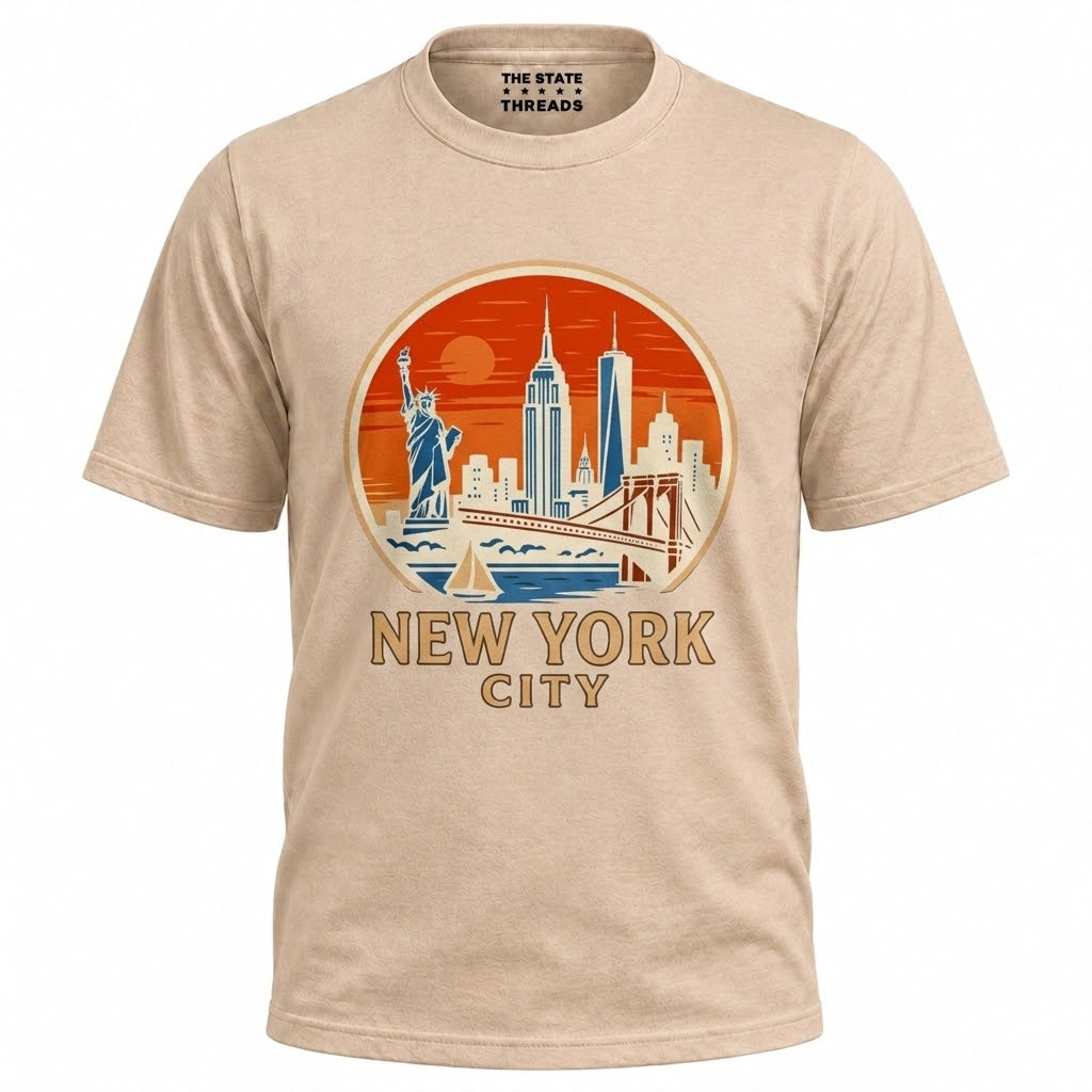 New York City Retro Sunset Circle Badge Shirt