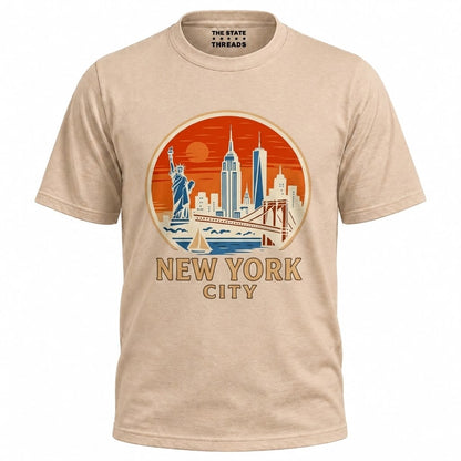 New York City Retro Sunset Circle Badge Shirt