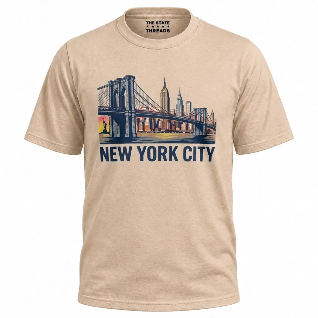 New York City Brooklyn Bridge Sunset Skyline Shirt