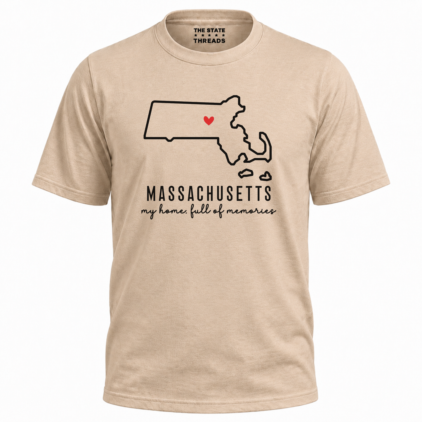 Massachusetts State Map Home Heart Outline Pride Shirt