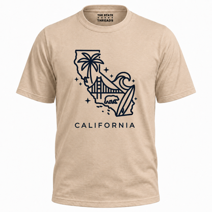California State Map Minimalist Line Art Beach Shirt