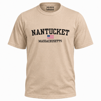 Massachusetts Nantucket American Flag Vintage Sporty Shirt