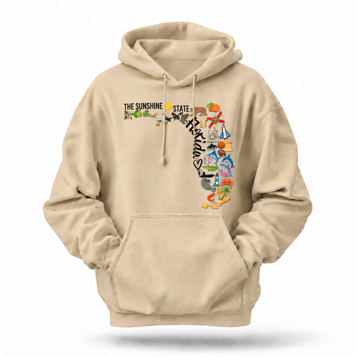 Florida Sunshine State Map Icons Collage Hoodie