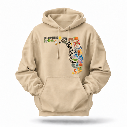 Florida Sunshine State Map Icons Collage Hoodie