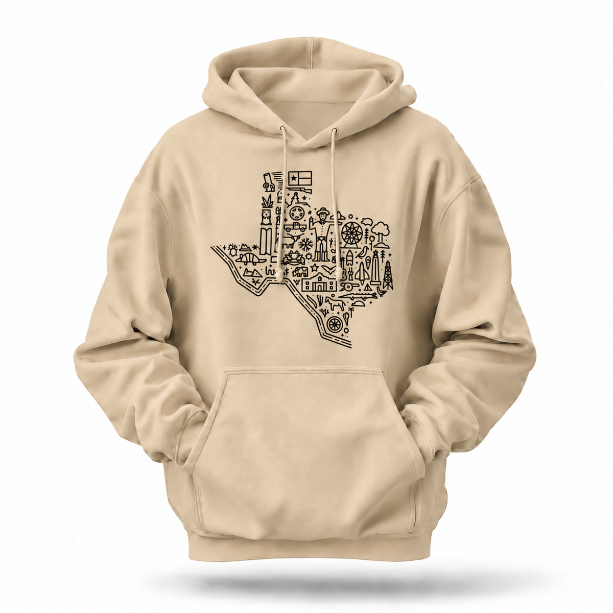 Texas State Map Line Art Icons Hoodie