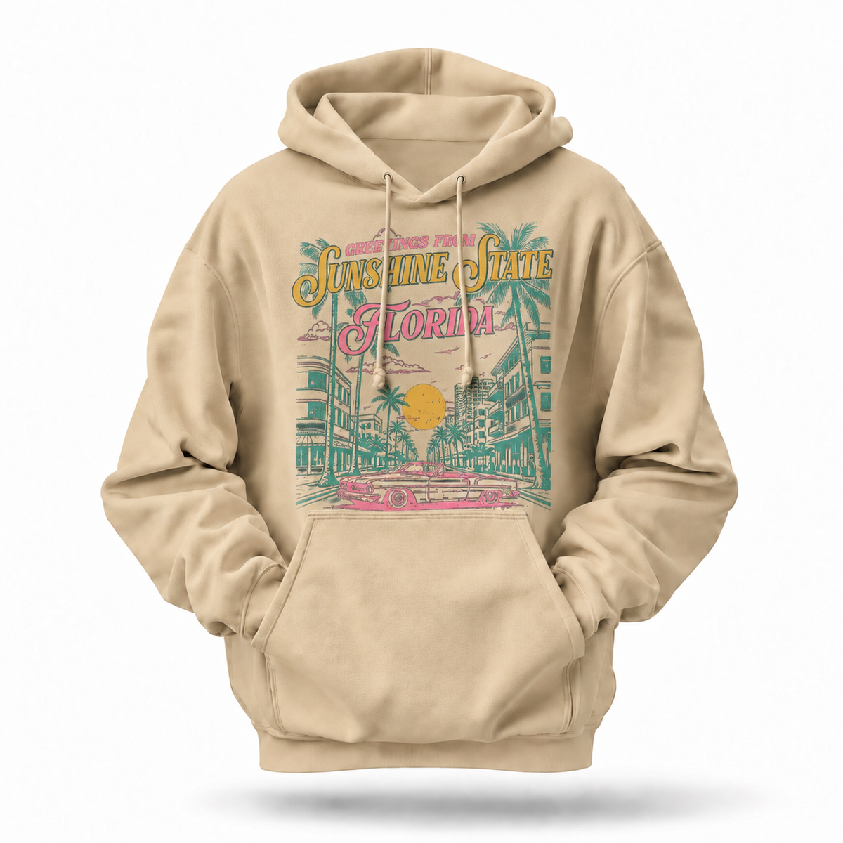 Florida Sunshine State Retro Art Deco Convertible Hoodie
