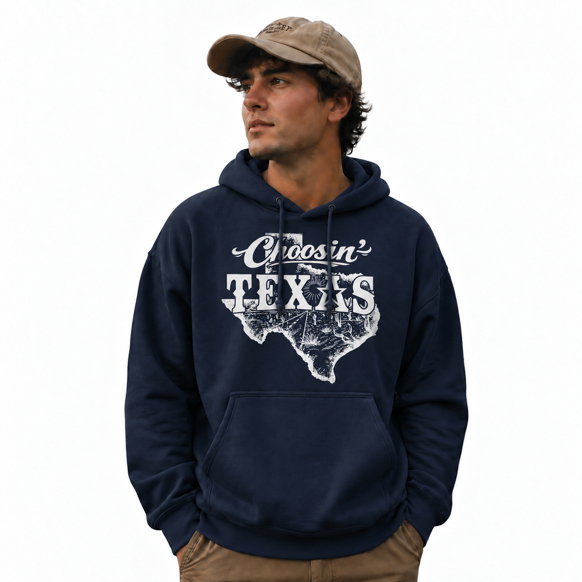 Choosin' Texas Western Desert State Map Vintage Hoodie