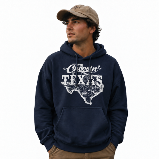 Choosin' Texas Western Desert State Map Vintage Hoodie