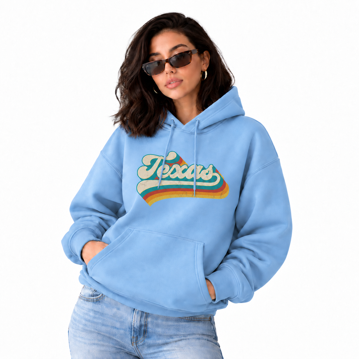Texas Vintage 70s Script Rainbow Lettering Hoodie
