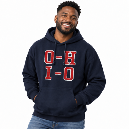 Ohio O-H I-O Chant Varsity Block Letters Hoodie