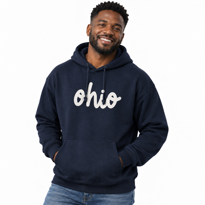 Ohio Minimalist Cursive Script Lettering Hoodie