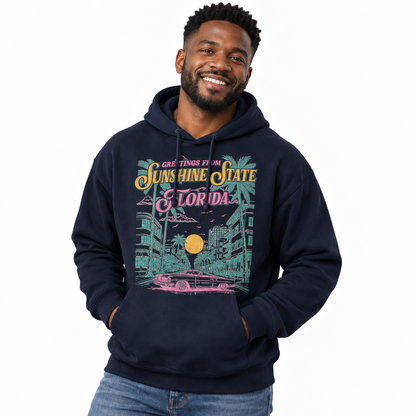 Florida Sunshine State Retro Art Deco Convertible Hoodie